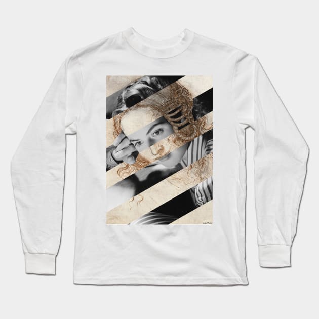 Head of Woman by Leonardo da Vinci and Ingrid B. Long Sleeve T-Shirt by luigi-tarini